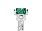 White gold Round Cut Green Sapphire Ring with Milgrain Pavé Band and Four-Prong Setting_17