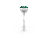 White gold Round Cut Green Sapphire Ring with Side Stones and Four-Prong Setting_38