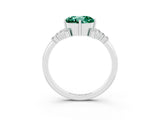 White gold Round Cut Green Sapphire Ring with Side Stones and Four-Prong Setting_39