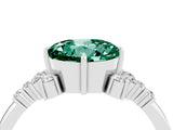 White gold Round Cut Green Sapphire Ring with Side Stones and Four-Prong Setting_40