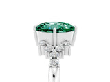 White gold Round Cut Green Sapphire Ring with Side Stones and Four-Prong Setting_41