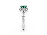 White gold Round Cut Green Sapphire Scalloped Halo Engagement Ring with Round Shared Prong Band_50