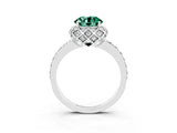 White gold Round Cut Green Sapphire Scalloped Halo Engagement Ring with Round Shared Prong Band_51