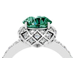 White gold Round Cut Green Sapphire Scalloped Halo Engagement Ring with Round Shared Prong Band_52