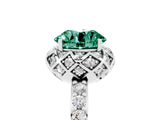 White gold Round Cut Green Sapphire Scalloped Halo Engagement Ring with Round Shared Prong Band_53