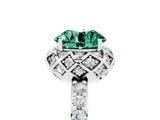 White gold Round Cut Green Sapphire Scalloped Halo Engagement Ring with Round Shared Prong Band_53