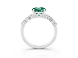 White gold Round Cut Green Sapphire Scattered Round Accent Ring with Prong Setting_27