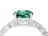 White gold Round Cut Green Sapphire Scattered Round Accent Ring with Prong Setting_28