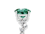 White gold Round Cut Green Sapphire Scattered Round Accent Ring with Prong Setting_29