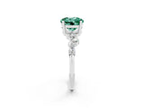 White gold Round Cut Green Sapphire Scattered Round Accent Ring with Prong Setting_50