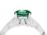 White gold Round Cut Green Sapphire Solitaire Celtic Knot Ring with Four-Prong Setting_16