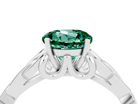 White gold Round Cut Green Sapphire Solitaire Celtic Knot Ring with Four-Prong Setting_16