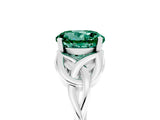 White gold Round Cut Green Sapphire Solitaire Celtic Knot Ring with Four-Prong Setting_17