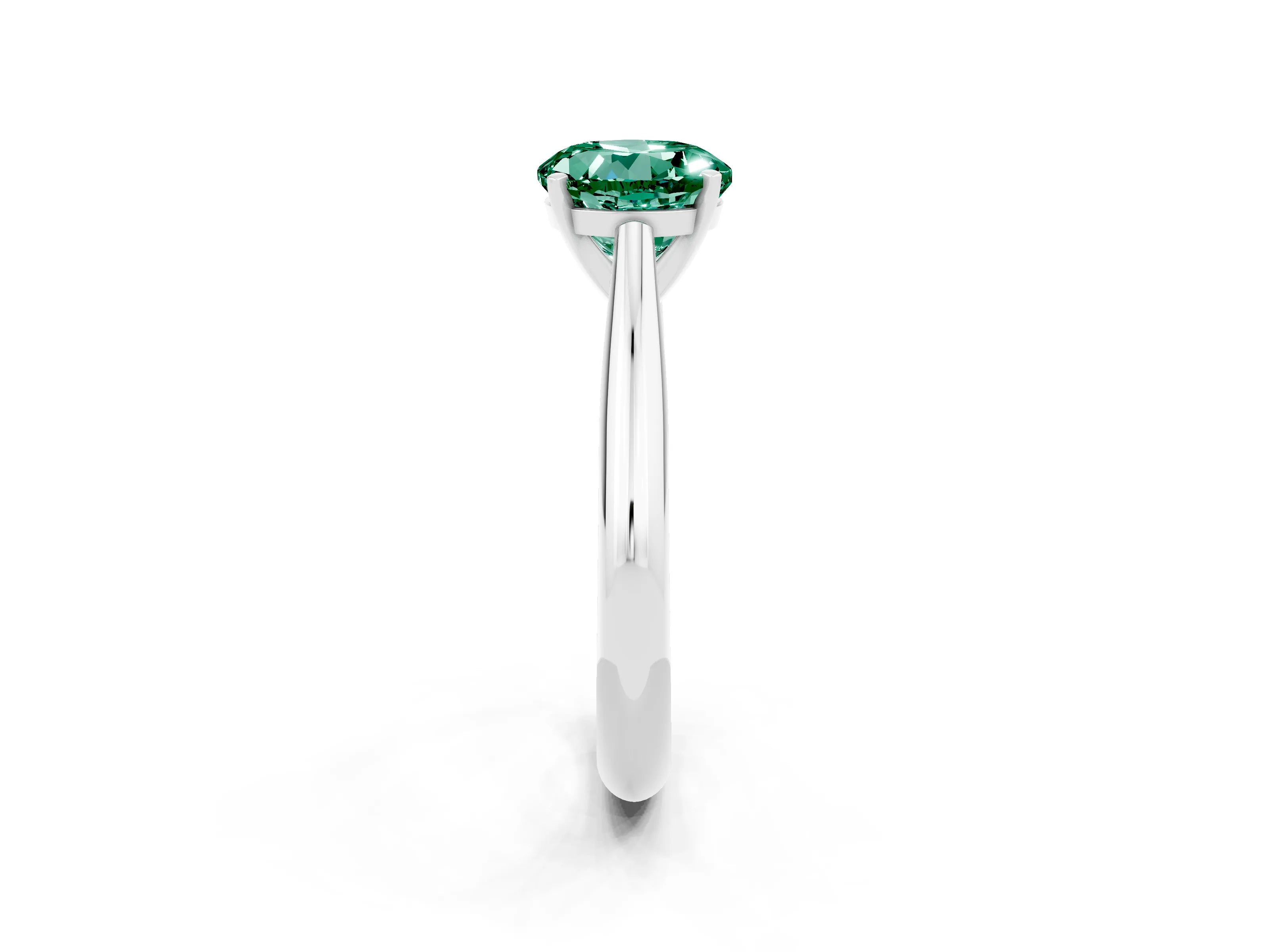 White gold Round Cut Green Sapphire Solitaire Engagement Ring with Cathedral Setting and Four-Prong Mount_14