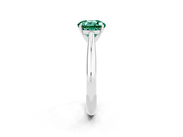 Platinum Round Cut Green Sapphire Solitaire Engagement Ring with Cathedral Setting and Four-Prong Mount