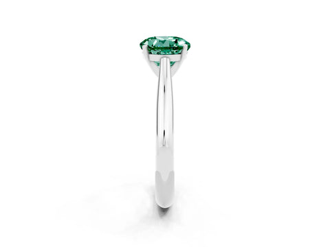 White gold Round Cut Green Sapphire Solitaire Engagement Ring with Cathedral Setting and Four-Prong Mount_14