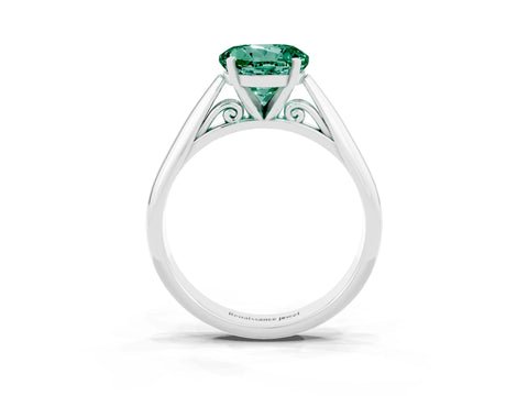 White gold Round Cut Green Sapphire Solitaire Engagement Ring with Cathedral Setting and Four-Prong Mount_15