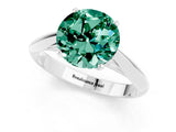 White gold Round Cut Green Sapphire Solitaire Engagement Ring with Cathedral Setting and Four-Prong Mount_31