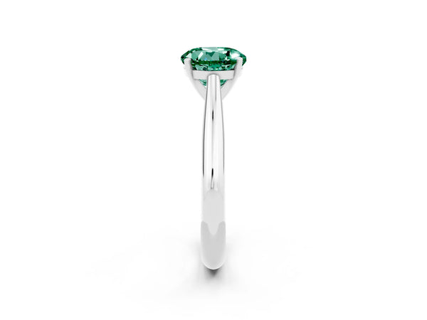 White gold Round Cut Green Sapphire Solitaire Engagement Ring with Cathedral Setting and Four-Prong Mount
