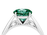 White gold Round Cut Green Sapphire Solitaire Engagement Ring with Cathedral Setting and Four-Prong Mount_34