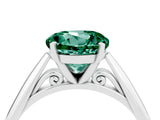 White gold Round Cut Green Sapphire Solitaire Engagement Ring with Cathedral Setting and Four-Prong Mount_40