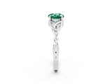 White gold Round Cut Green Sapphire Solitaire Engagement Ring with Celtic Knot Band and Four-Prong Setting_2