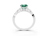 White gold Round Cut Green Sapphire Solitaire Engagement Ring with Celtic Knot Band and Four-Prong Setting_3