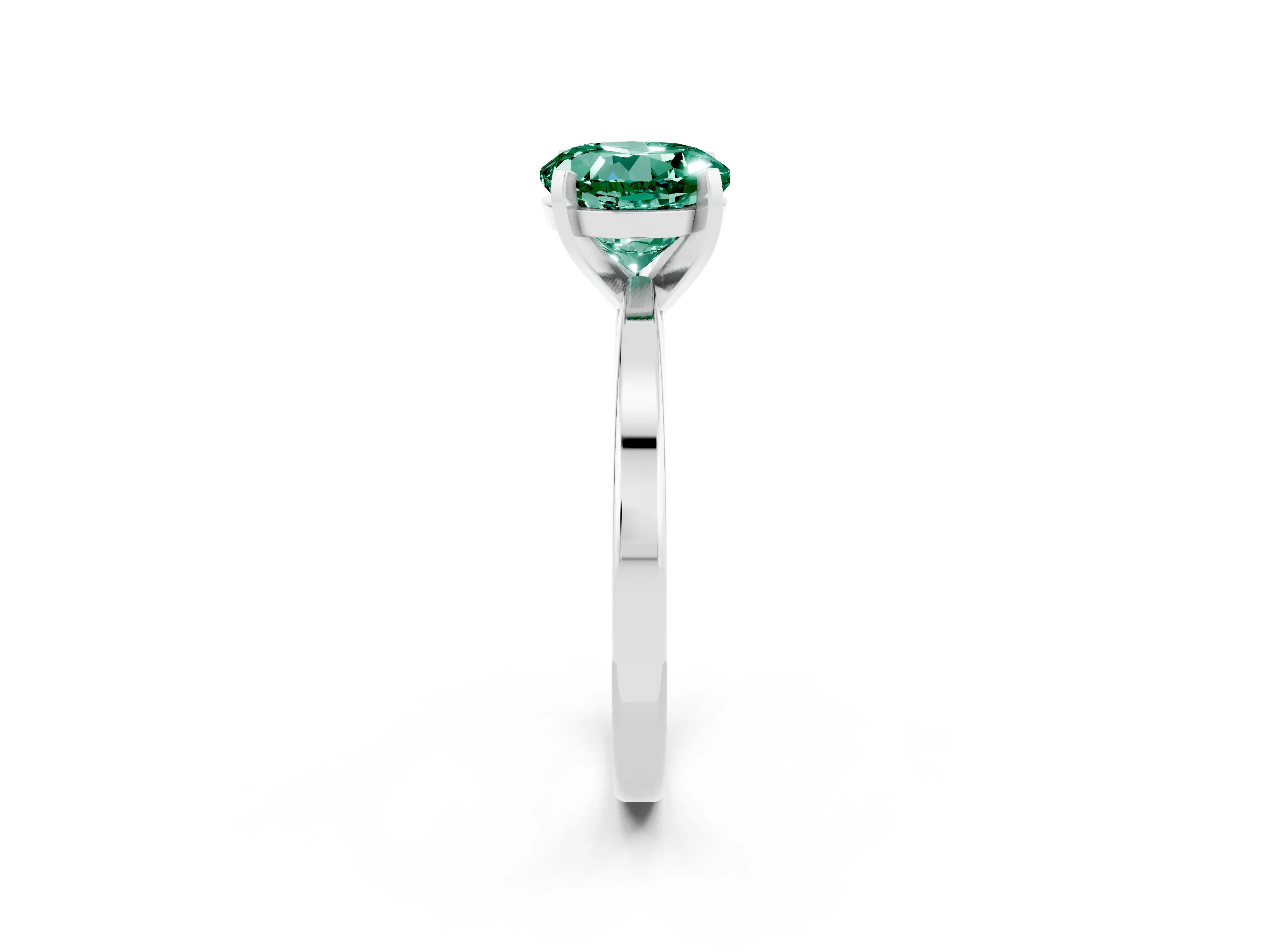 White gold Round Cut Green Sapphire Solitaire Engagement Ring with Classic Band and Four-Prong Setting_26