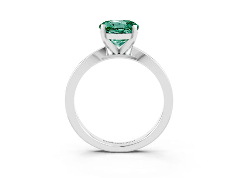 White gold Round Cut Green Sapphire Solitaire Engagement Ring with Classic Band and Four-Prong Setting_27