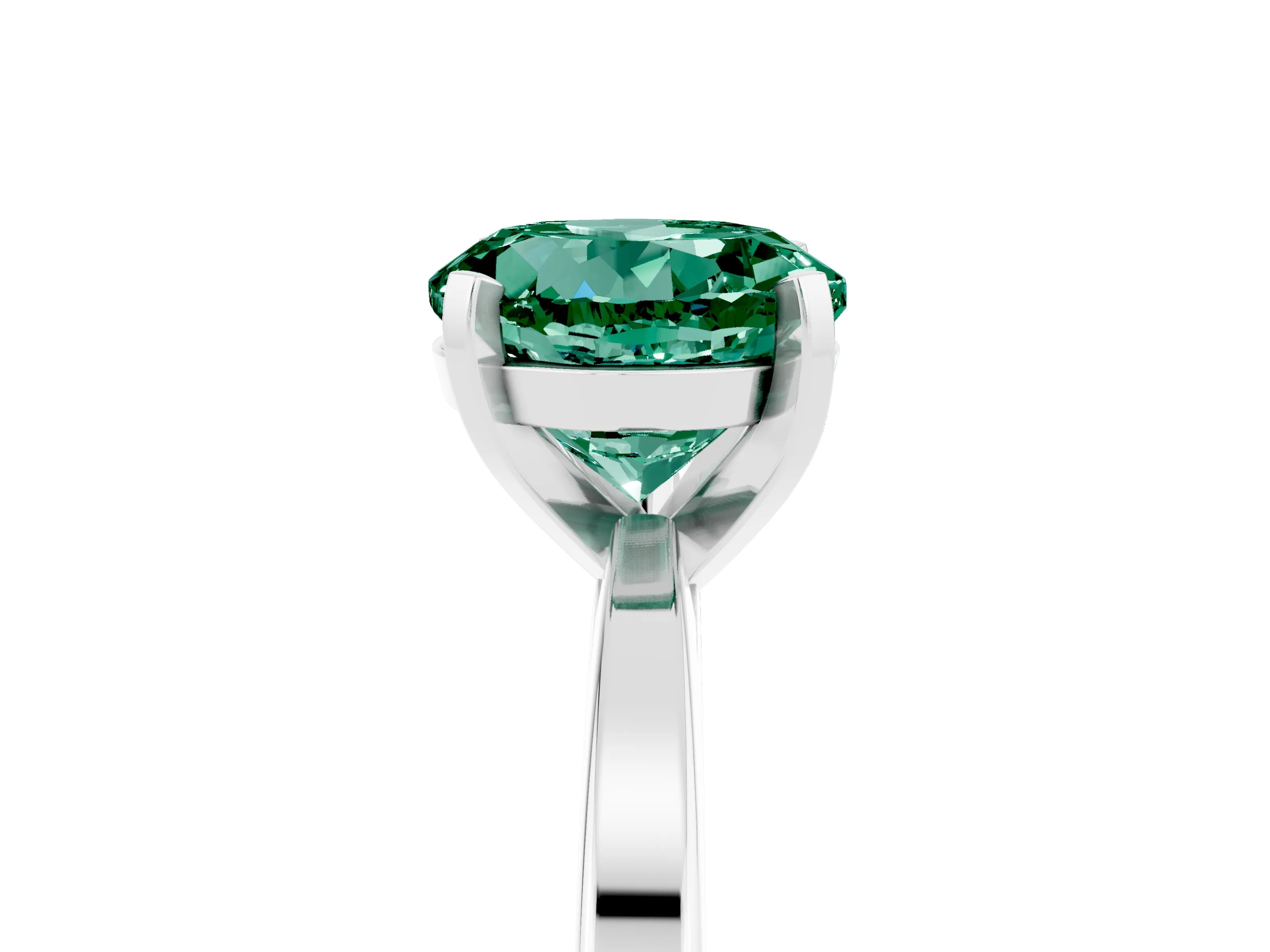 White gold Round Cut Green Sapphire Solitaire Engagement Ring with Classic Band and Four-Prong Setting_29