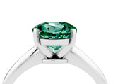 White gold Round Cut Green Sapphire Solitaire Engagement Ring with Classic Band and Four-Prong Setting_52