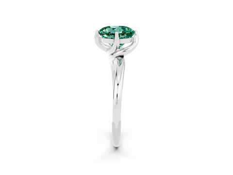 White gold Round Cut Green Sapphire Solitaire Engagement Ring with Four-Prong Setting and Classic Band_14