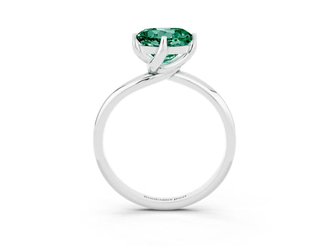 White gold Round Cut Green Sapphire Solitaire Engagement Ring with Four-Prong Setting and Classic Band_15