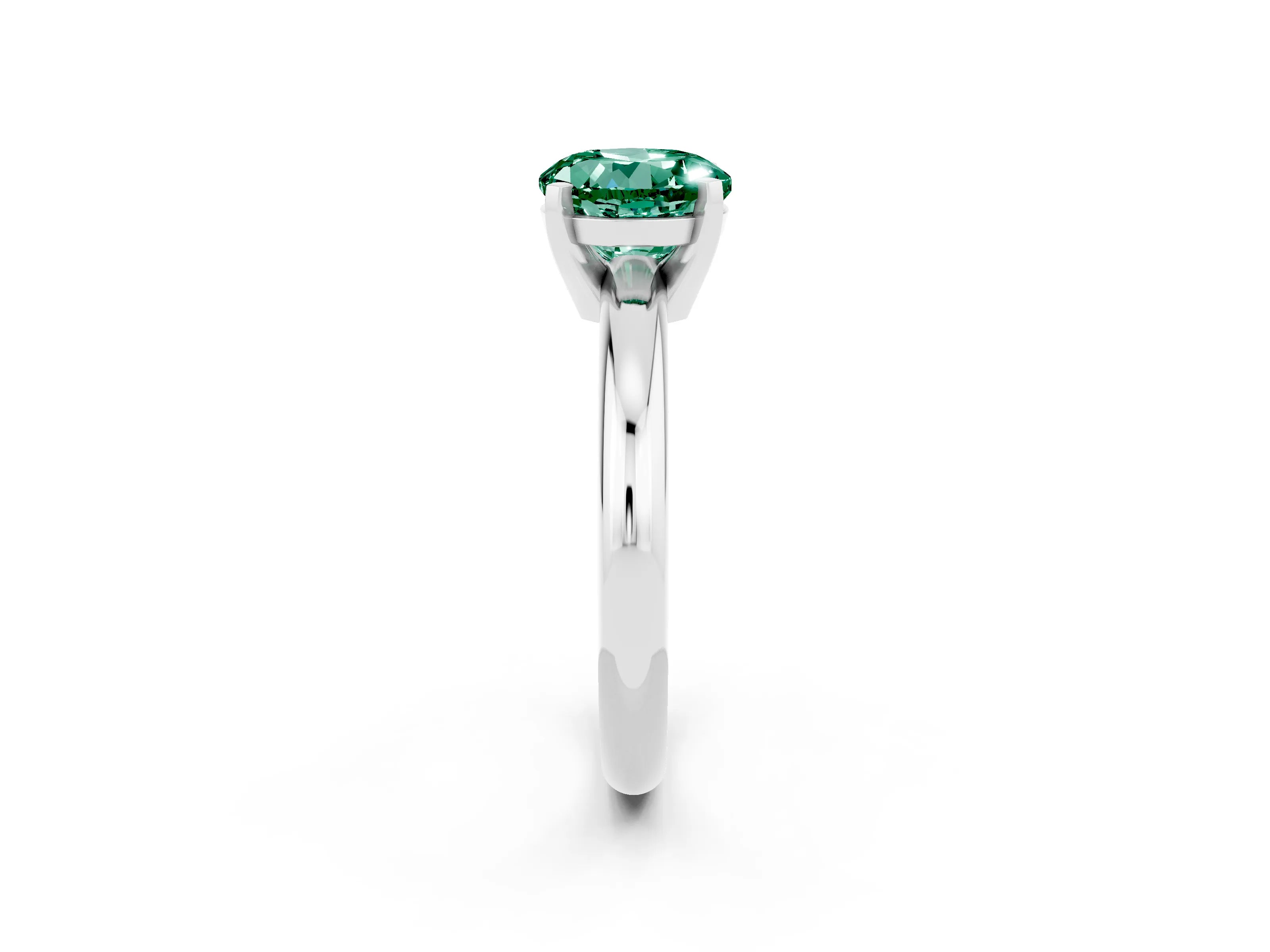White gold Round Cut Green Sapphire Solitaire Engagement Ring with Round Band and Four-Prong Setting_2
