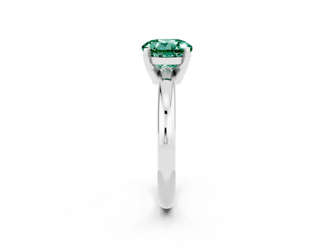 White gold Round Cut Green Sapphire Solitaire Engagement Ring with Round Band and Four-Prong Setting_2