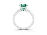 White gold Round Cut Green Sapphire Solitaire Engagement Ring with Round Band and Four-Prong Setting_3