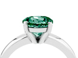 White gold Round Cut Green Sapphire Solitaire Engagement Ring with Round Band and Four-Prong Setting_4