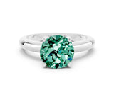 White gold Round Cut Green Sapphire Solitaire Engagement Ring with Round Band and Four-Prong Setting