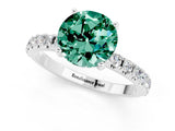 White gold Round Cut Green Sapphire Solitaire Pavé Band with Four-Prong Setting_1