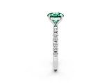 White gold Round Cut Green Sapphire Solitaire Pavé Band with Four-Prong Setting_2