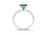White gold Round Cut Green Sapphire Solitaire Pavé Band with Four-Prong Setting_3