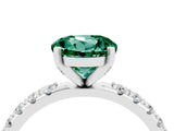 White gold Round Cut Green Sapphire Solitaire Pavé Band with Four-Prong Setting_4