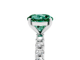 White gold Round Cut Green Sapphire Solitaire Pavé Band with Four-Prong Setting_5