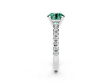 White gold Round Cut Green Sapphire Solitaire Pavé Engagement Ring with Round Band and Prong Setting_15
