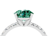 White gold Round Cut Green Sapphire Solitaire Pavé Engagement Ring with Round Band and Prong Setting_16
