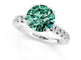 White gold Round Cut Green Sapphire Solitaire Pavé Engagement Ring with Round Band and Prong Setting_68