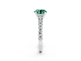 White gold Round Cut Green Sapphire Solitaire Pavé Engagement Ring with Round Band and Prong Setting_69