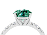 White gold Round Cut Green Sapphire Solitaire Pavé Engagement Ring with Round Band and Prong Setting_70