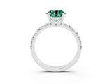 White gold Round Cut Green Sapphire Solitaire Pavé Engagement Ring with Round Band and Prong Setting_70