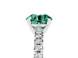 White gold Round Cut Green Sapphire Solitaire Pavé Engagement Ring with Round Band and Prong Setting_72